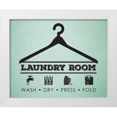 Laundry Mint 3 White Modern Wood Framed Art Print by Hogan, Melody