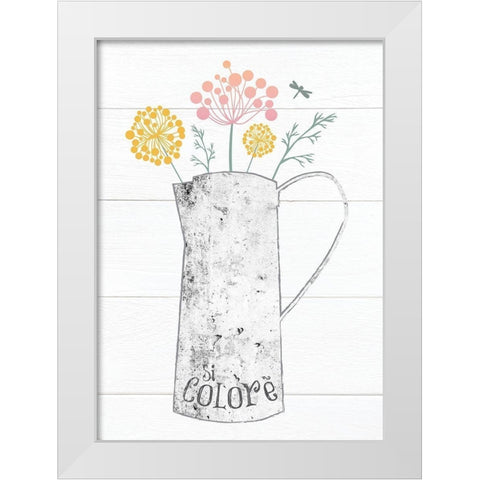 Pitcher Botanicals Pastel 4 White Modern Wood Framed Art Print by Hogan, Melody