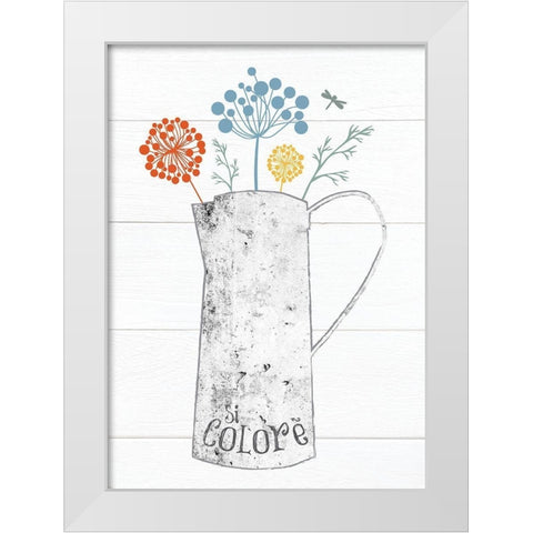 Pitcher Botanicals Primary 4 White Modern Wood Framed Art Print by Hogan, Melody