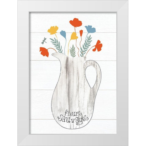 Pitcher Botanicals Primary 6 White Modern Wood Framed Art Print by Hogan, Melody
