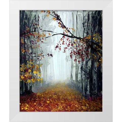 Autumn Rain White Modern Wood Framed Art Print by Hogan, Melody