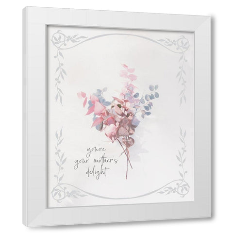 Baby Floral 4 White Modern Wood Framed Art Print by Hogan, Melody