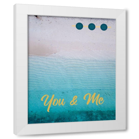 By the Sea Saffron Teal 1 White Modern Wood Framed Art Print by Hogan, Melody