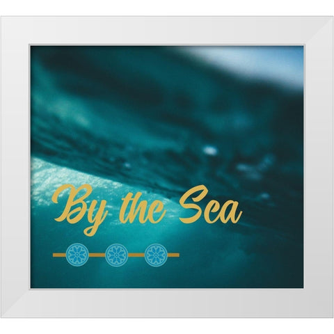 By the Sea Saffron Teal 3 White Modern Wood Framed Art Print by Hogan, Melody