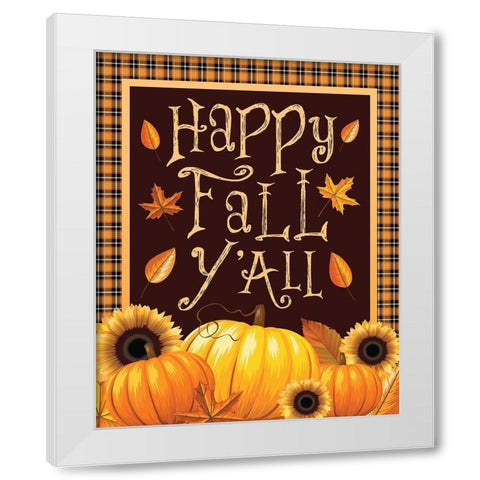 Fall Yall Flag White Modern Wood Framed Art Print by Hogan, Melody