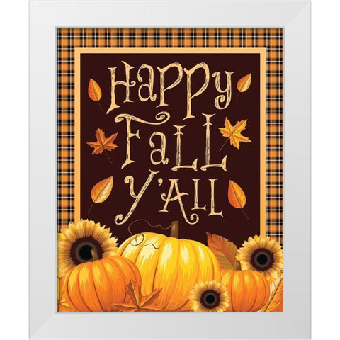Fall Yall Flag White Modern Wood Framed Art Print by Hogan, Melody
