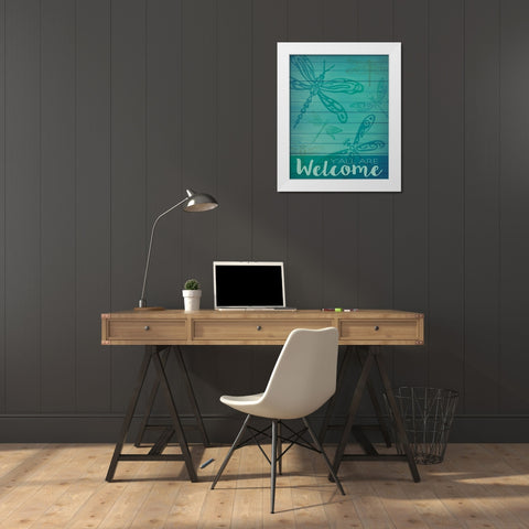Welcome Summer Flag 1 White Modern Wood Framed Art Print by Hogan, Melody