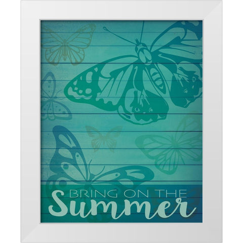 Welcome Summer Flag 2 White Modern Wood Framed Art Print by Hogan, Melody