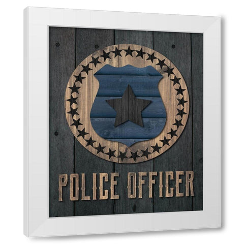 Police Officer 1 White Modern Wood Framed Art Print by Hogan, Melody
