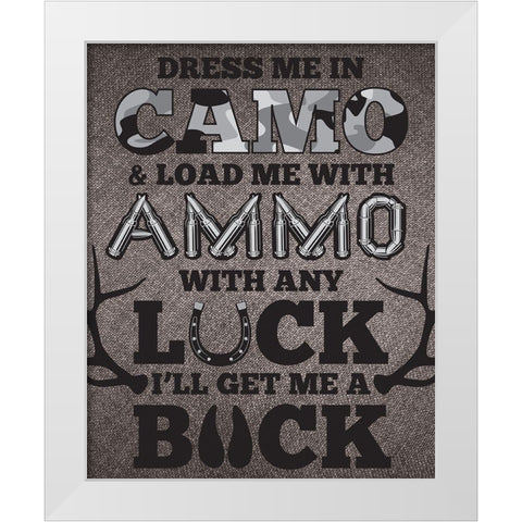 Camo Ammo 01 White Modern Wood Framed Art Print by Hogan, Melody