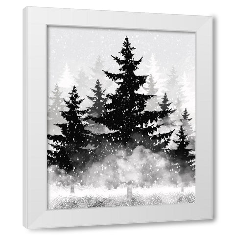Misty Pines 2 White Modern Wood Framed Art Print by Hogan, Melody