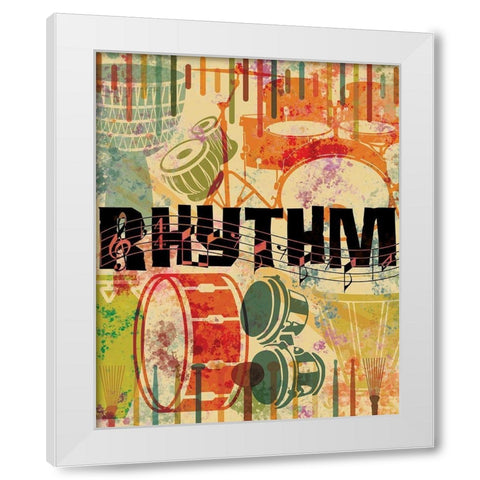 Retro Rhythm White Modern Wood Framed Art Print by Hogan, Melody
