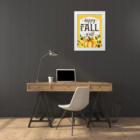 Happy Fall Yall White Modern Wood Framed Art Print by Hogan, Melody