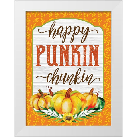 Happy Punkin Chunkin White Modern Wood Framed Art Print by Hogan, Melody
