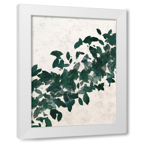 Green Leaf 1 White Modern Wood Framed Art Print by Hogan, Melody