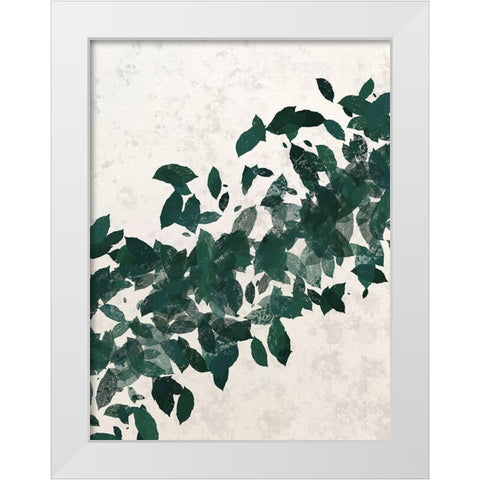 Green Leaf 1 White Modern Wood Framed Art Print by Hogan, Melody