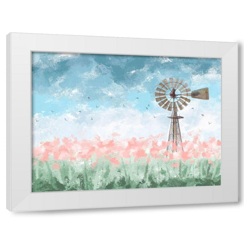 Farmhouse Floral White Modern Wood Framed Art Print by Hogan, Melody