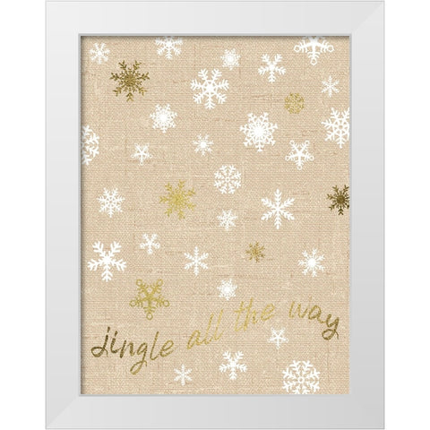 Burlap Lace Gold Xmas 2 White Modern Wood Framed Art Print by Hogan, Melody