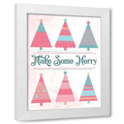 Candy Xmas Trees 1 White Modern Wood Framed Art Print by Hogan, Melody