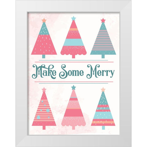 Candy Xmas Trees 1 White Modern Wood Framed Art Print by Hogan, Melody
