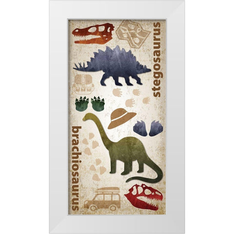 Dino Journy 2 White Modern Wood Framed Art Print by Hogan, Melody