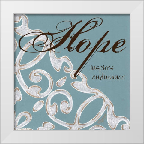 Crackle Filigree Hope White Modern Wood Framed Art Print by Hogan, Melody