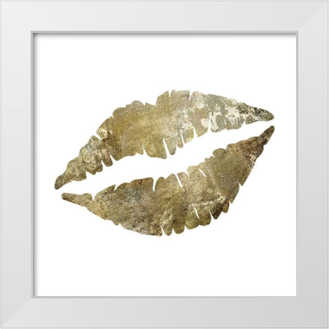 Sparkle Glam Lips White Modern Wood Framed Art Print by Hogan, Melody