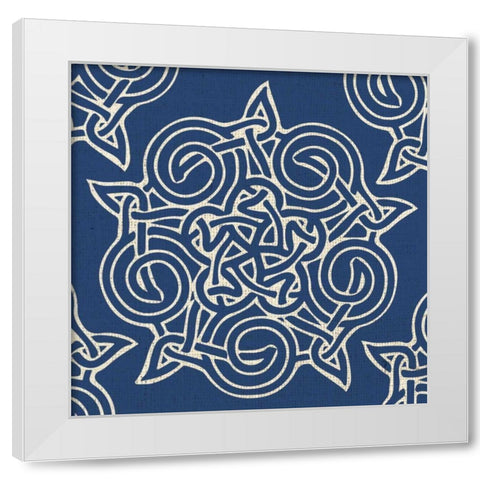 Indigo Kolidescope White Modern Wood Framed Art Print by Hogan, Melody