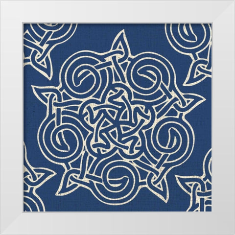 Indigo Kolidescope White Modern Wood Framed Art Print by Hogan, Melody