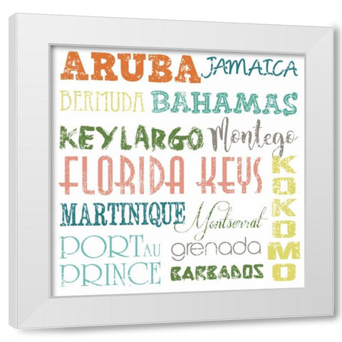 Beach Destinations White Modern Wood Framed Art Print by Hogan, Melody