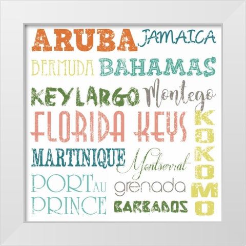 Beach Destinations White Modern Wood Framed Art Print by Hogan, Melody