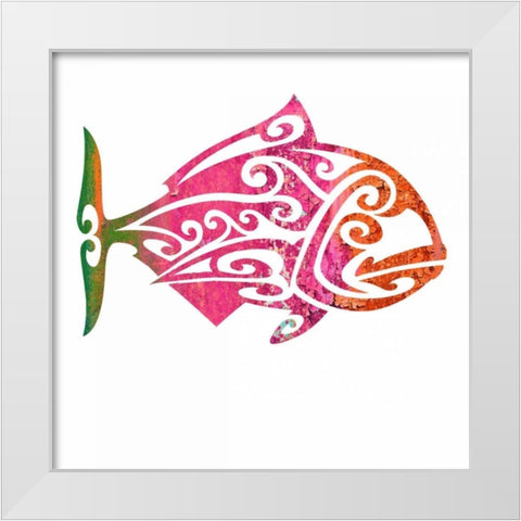 Tribal Koi 4 White Modern Wood Framed Art Print by Hogan, Melody