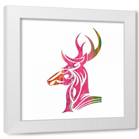 Tribal Buck 1 White Modern Wood Framed Art Print by Hogan, Melody
