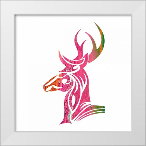 Tribal Buck 1 White Modern Wood Framed Art Print by Hogan, Melody