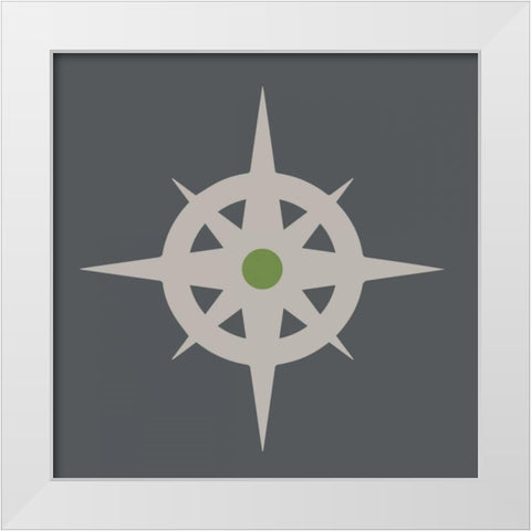Neutral Compass White Modern Wood Framed Art Print by Hogan, Melody