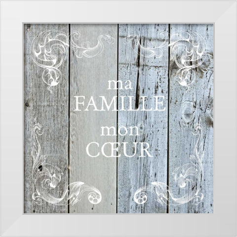 Ma Famille Scroll White Modern Wood Framed Art Print by Hogan, Melody