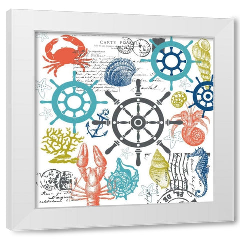 Coastal Collage White Modern Wood Framed Art Print by Hogan, Melody