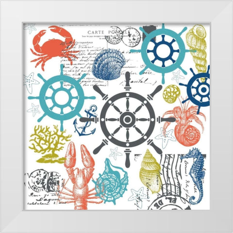 Coastal Collage White Modern Wood Framed Art Print by Hogan, Melody