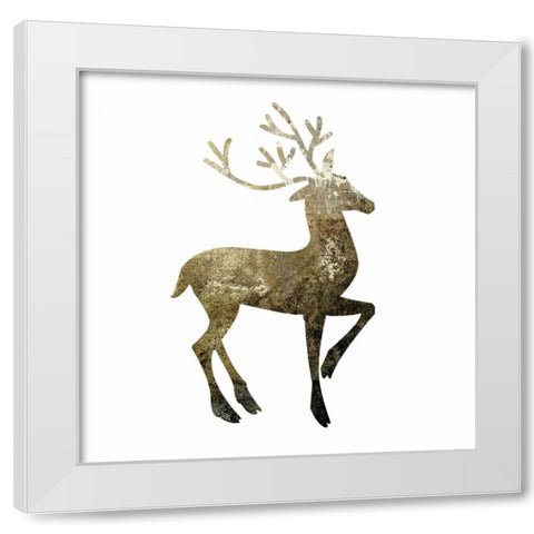 Glimmer Deer 1 White Modern Wood Framed Art Print by Hogan, Melody