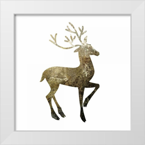 Glimmer Deer 1 White Modern Wood Framed Art Print by Hogan, Melody