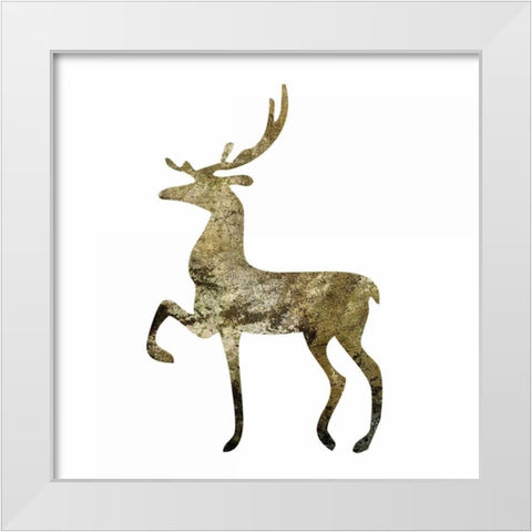 Glimmer Deer 2 White Modern Wood Framed Art Print by Hogan, Melody