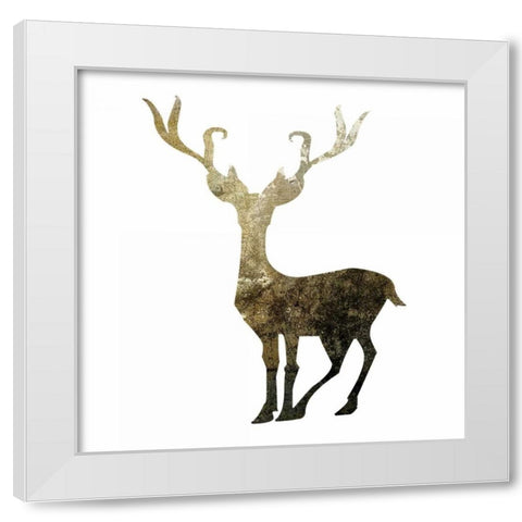 Glimmer Deer 4 White Modern Wood Framed Art Print by Hogan, Melody