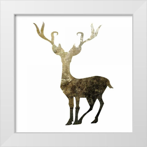 Glimmer Deer 4 White Modern Wood Framed Art Print by Hogan, Melody
