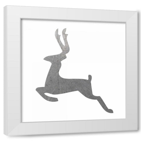 Silver Deer 3 White Modern Wood Framed Art Print by Hogan, Melody