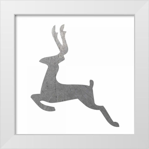 Silver Deer 3 White Modern Wood Framed Art Print by Hogan, Melody