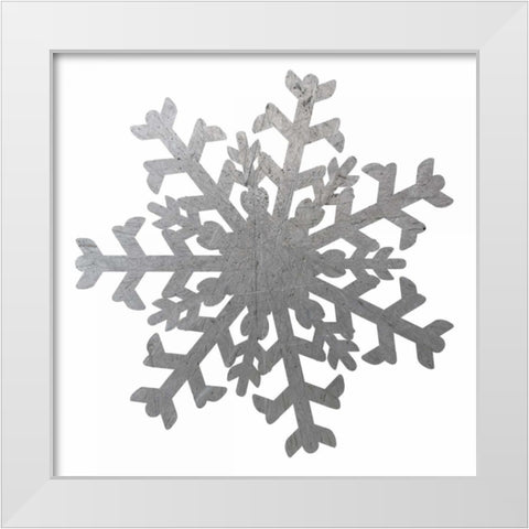 Silver Snowflakes 2 White Modern Wood Framed Art Print by Hogan, Melody