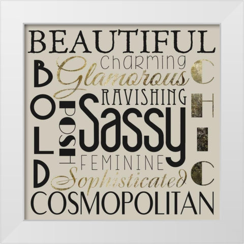 Glamour Gold 2 White Modern Wood Framed Art Print by Hogan, Melody
