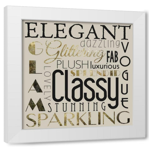 Glamour Gold 3 White Modern Wood Framed Art Print by Hogan, Melody