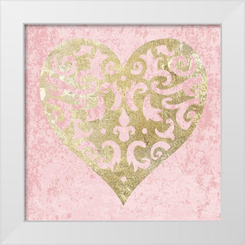 Heart Glitz 3 White Modern Wood Framed Art Print by Hogan, Melody