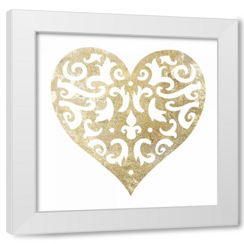 Heart Glitz 1 White Modern Wood Framed Art Print by Hogan, Melody